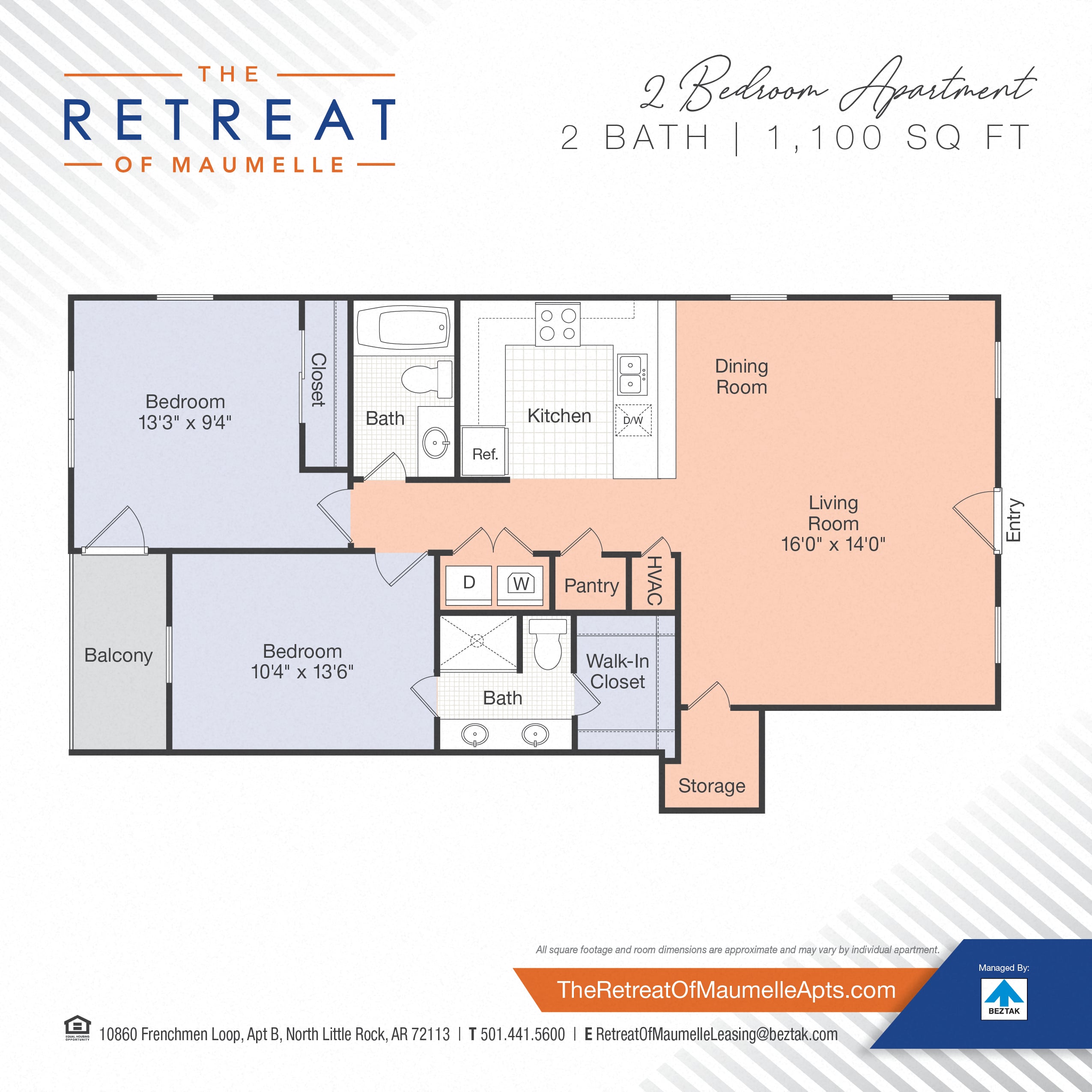 2 bed 2 bath floor plan